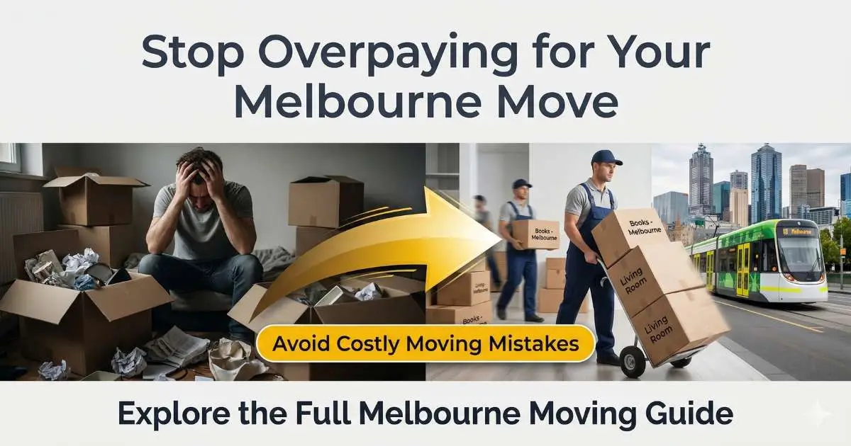Comparison of stressful DIY move and professional Melbourne removalists handling boxes efficiently.